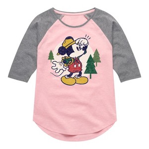 Girls' - Disney - Mickey & Friends Shirt Tail Raglan Graphic T-shirt - 1 of 3