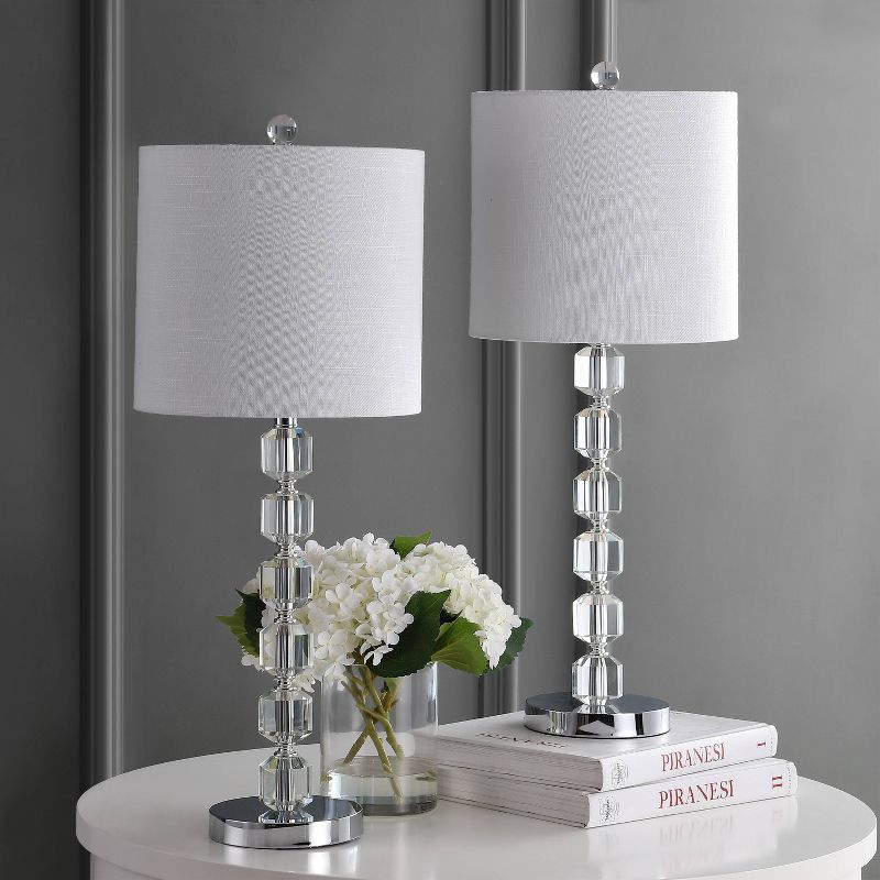 27.5&#34; Crystal/Metal Stacked Table Lamp (Includes LED Light Bulb) Chrome/Clear - Jonathan Y, 4 of 6