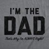 Mens Funny T Shirts Im The Dad Thats Why Im Always Right Sarcastic Fathers Day Graphic Tee For Men - Crazy Dog Men's T Shirt - 2 of 4