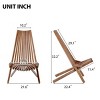 Brown Modern Folding Wood Chair, Slatted Armless Wooden Accent Chair, Portable Decorative Lounge Seating for Balcony or Backyard-The Pop Home - 4 of 4