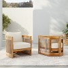 [Set of 2] Premium Acacia Wood Outdoor Club Chair, Curved Tub Design with Woven Rope Accents, Water-Resistant Cushions, All-Weather Slat Construction - 2 of 4