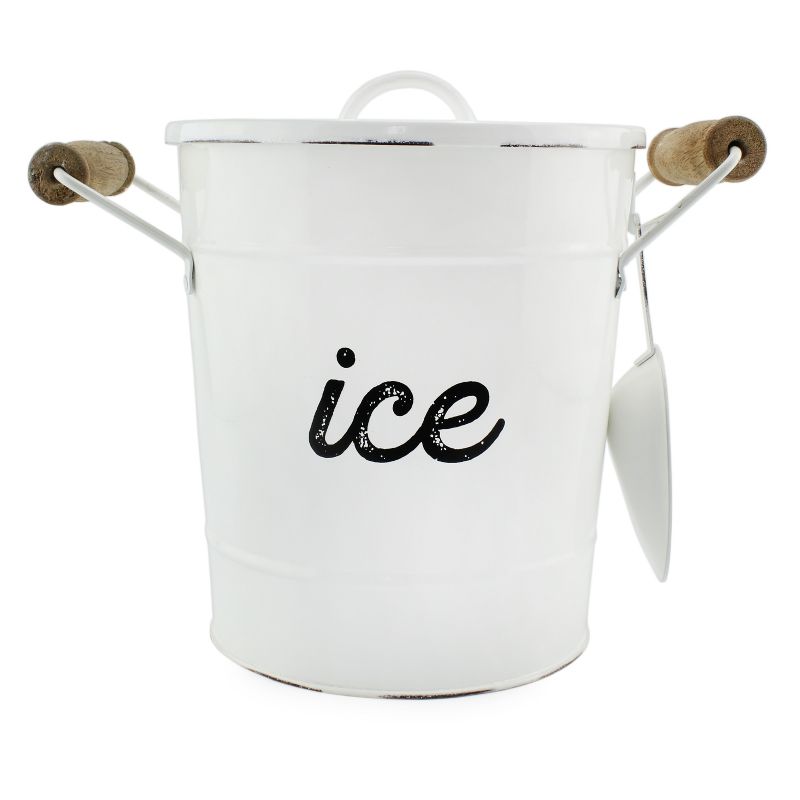 AuldHome Design Farmhouse Enamelware Ice Bucket; Retro Style Insulated Metal Ice Server, 1 of 9