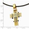 Black Bow Jewelry Gold Tone & Black Plated Stainless Steel Grid Cross Necklace - 16 Inch - 2 of 4