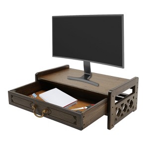 YIYIBYUS Natural Bamboo Puja Table with Drawer, Computer Booster Stand, Desktop Organizer - 1 of 4