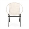 SKRAN Set of 2 Outdoor Wicker Chair, Patio Accent Chair, Grid Woven Chair with Iron Frame for Patio, Porch, Poolside and Balcony, White - 4 of 4