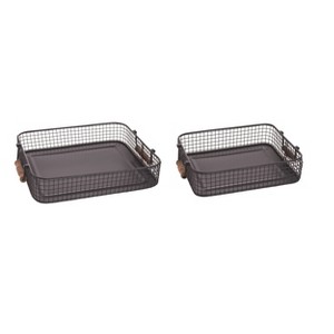 Transpac Metal 15.5 in. Gray Spring Wire Serving Trays Set of 2 - 1 of 2
