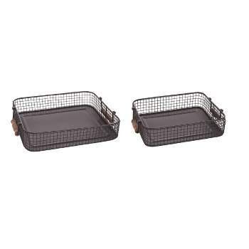 Transpac Metal 15.5 in. Gray Spring Wire Serving Trays Set of 2
