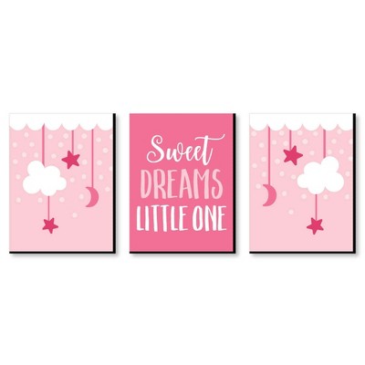 Big Dot of Happiness Baby Girl - Pink Nursery Wall Art and Kids Room Decorations - 7.5 x 10 inches - Set of 3 Prints