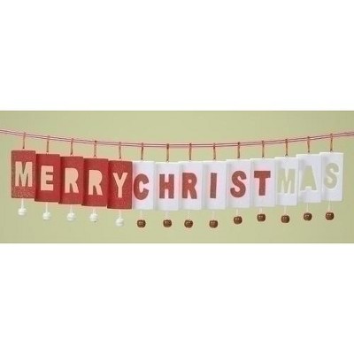 Roman 36' Unlit Inspirational Merry-Christ-Mas Jingle Bell Artificial Christmas Garland