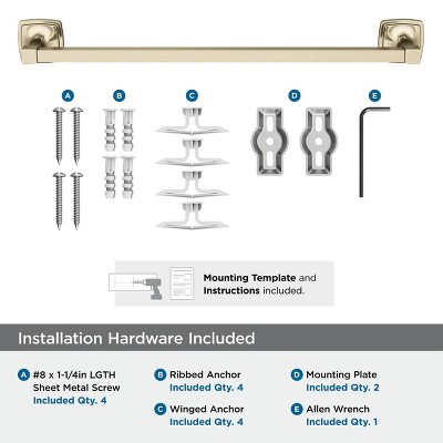 Golden Champagne 18-Inch Wall Mounted Towel Bar