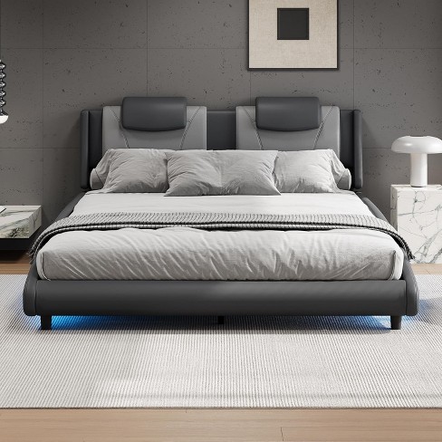 FENCY Upholstered Platform Grey Bed Frame with LED Lights - image 1 of 4