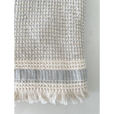 Gray Mini Waffle Striped Turkish Cotton Bath Towel