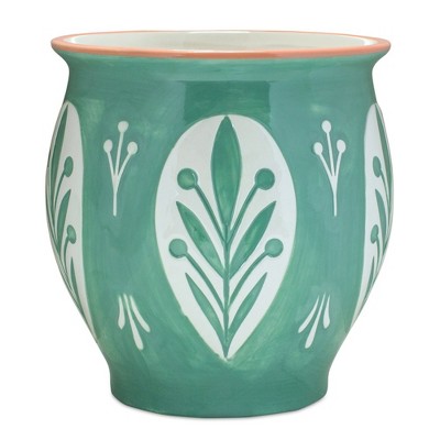 Melrose 6.5" Orange and Green Ceramic Pots (Set of 2)