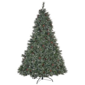 GDFStudio Samuel 9 Foot Cashmere Pine and Mixed Needles Pre Lit Hinged Artificial Christmas Tree, Clear Lights - 1 of 4