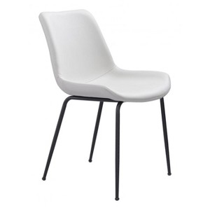Dining Chair 31.7" H (Set of 2) – White, Faux Leather Upholstery & Black Steel Legs by Zuo Modern - 1 of 4