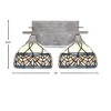 Toltec Lighting Uptowne 2 - Light Vanity in  Aged Silver with 7" Royal Merlot Art Glass Shade - 2 of 2