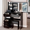 37" Middle Size Left Drawer Desktop Vanity Table + Cushioned Stool, Large Sliding, Touch Control, Tri-color Switching - 3 of 4