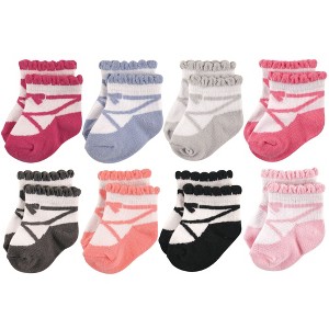 Hudson Baby Infant Girl Cotton Rich Newborn and Terry Socks, Ballet - 1 of 1