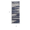 HomeRoots 8' Ivory Blue And Gray Abstract Power Loom Distressed Runner Rug - 3 of 3