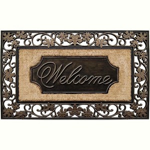 A1HC Natural Coir and Rubber Large Welcome Doormat, 18"x30", Easy to Clean Front Door Entry Doormat - 1 of 4