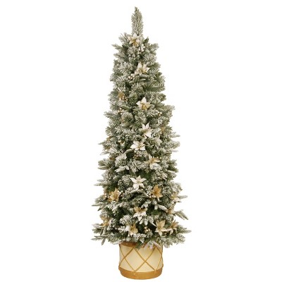 6 ft Frosted Colonial Slim Half Christmas Tree with Clear Lights