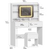 White Vanity Desk with Sliding Mirror, Makeup Desk and Stool with Lights in 3 Colors - 2 of 4