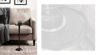 Alessia Gold Aluminum Round Drink Table with Deckled Edge