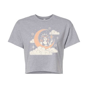 Women's - Instant Message - Celestial Moon Woman Cropped Graphic T-Shirt - 1 of 4