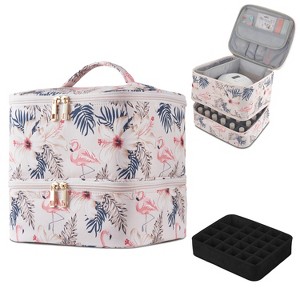 Double-Layer Nail Polish Organizer Bag, Holds 27 Bottles (15ML/0.5 FL.OZ or Larger), Nail Tools & Dryer Storage Case with Adjustable Dividers - 1 of 4
