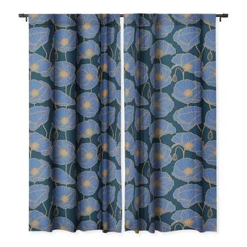 Emanuela Carratoni Moody Blue Garden Set of 2 Panel Blackout Window Curtain - Deny Designs