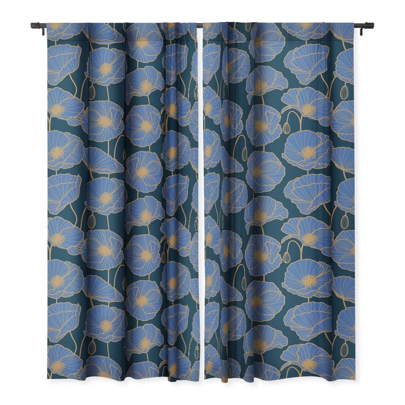 Emanuela Carratoni Moody Blue Garden Set of 2 Panel Blackout Window Curtain - Deny Designs, 1 of 5