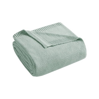 Full/Queen Bree Knit Bed Blanket Aqua