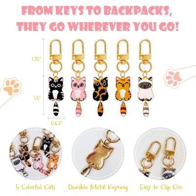 Wrapables Cute Cats Keychain, Bag Charm Accessory for Purse Handbag Backpack (Set of 5) — фото 2