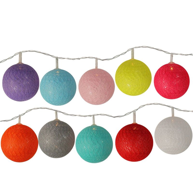 Northlight 10ct Battery Operated Yarn Ball Summer LED String Lights Warm White - 4.5' Clear Wire, 2 of 4