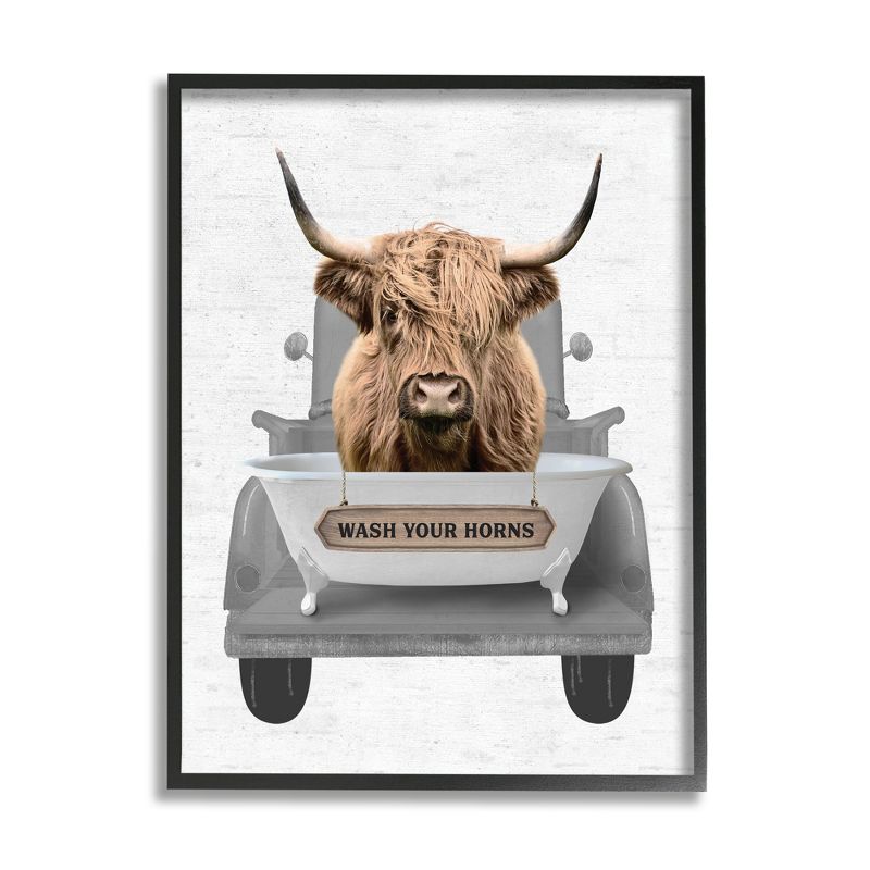 Stupell Industries Wash Your Horns Cattle Framed Giclee Art, 1 of 7