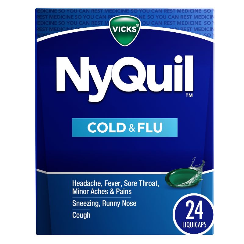 Vicks NyQuil Cold &#38; Flu Medicine LiquiCaps - 24ct, 1 of 10