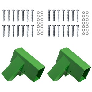 PLAYBERG Heavy-Duty Durable and Rust Resistant Steel Swing Brackets for Backyard Playground Set Wooden Swing - Includes Mounting Hardware, Green - 1 of 4