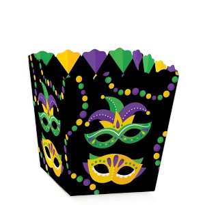 Big Dot of Happiness Colorful Mardi Gras Mask - Party Mini Favor Boxes - Masquerade Party Treat Candy Boxes - Set of 12 - 1 of 4