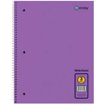 Enday 3-Subject Spiral Notebook Wide Ruled - 120 Sheets