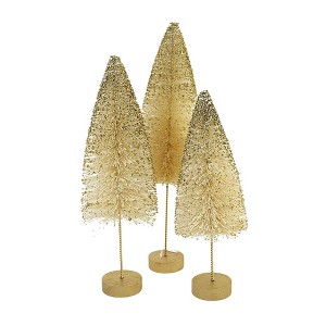 12.5 Inch Opal Gold Glow Bottle Brush Trees Glittered Bottle Brush Trees - 1 of 3