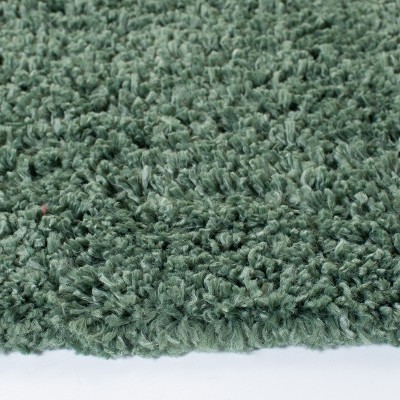 Green Round Shag Area Rug with Synthetic Fibers, 5' x 5'