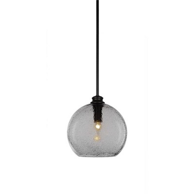 Toltec Lighting Kimbro 1 - Light Pendant in  Matte Black with 11.75" Smoke Bubble Shade