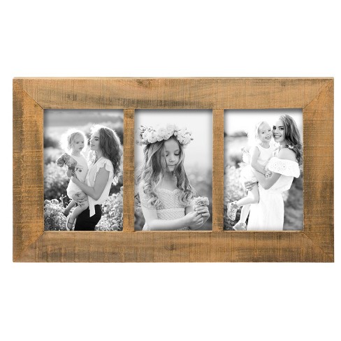 Foreside Home & Garden Distressed 4x6 Three Photo Frame Gray Wood, MDF & Glass