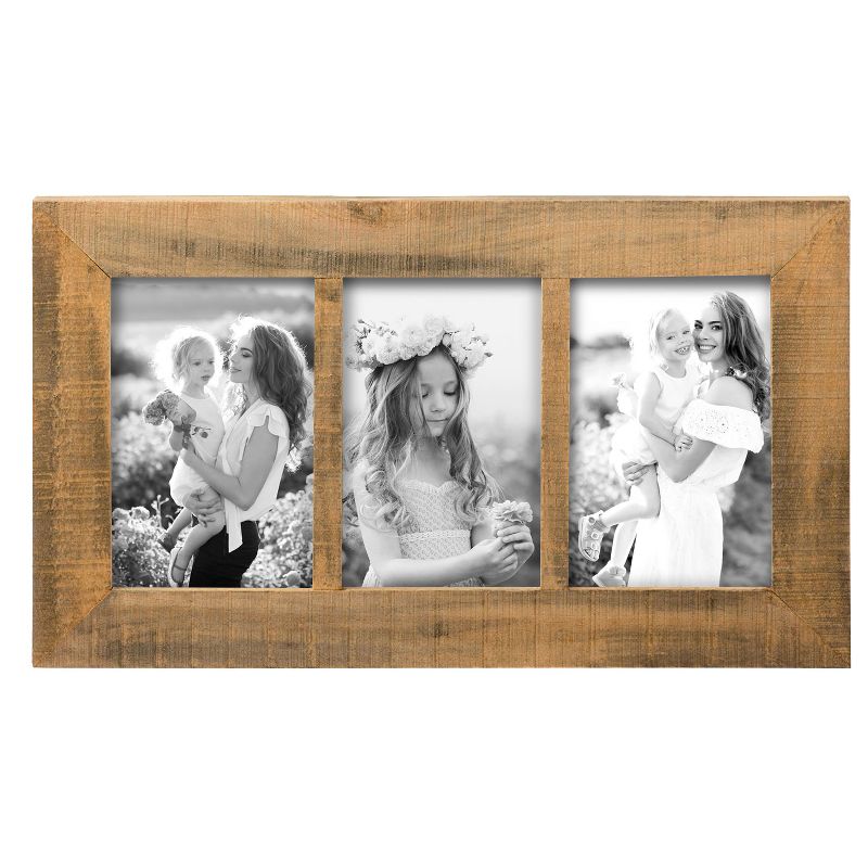 Natural Wood 4 x  6 inch Decorative Wood Picture Frame - Holds Three 4x6 Photos - Foreside Home & Garden, 1 of 10