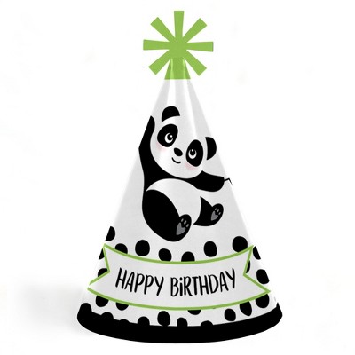 Big Dot of Happiness Party Like a Panda Bear - Cone Happy Birthday Party Hats for Kids and Adults - Set of 8 (Standard Size)