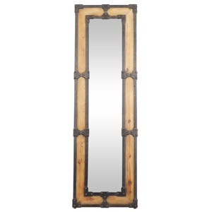 Rustic Wood Floor Mirror Brown - Olivia & May: Freestanding, Decorative, Ornate Wooden, No Assembly Required - 1 of 4