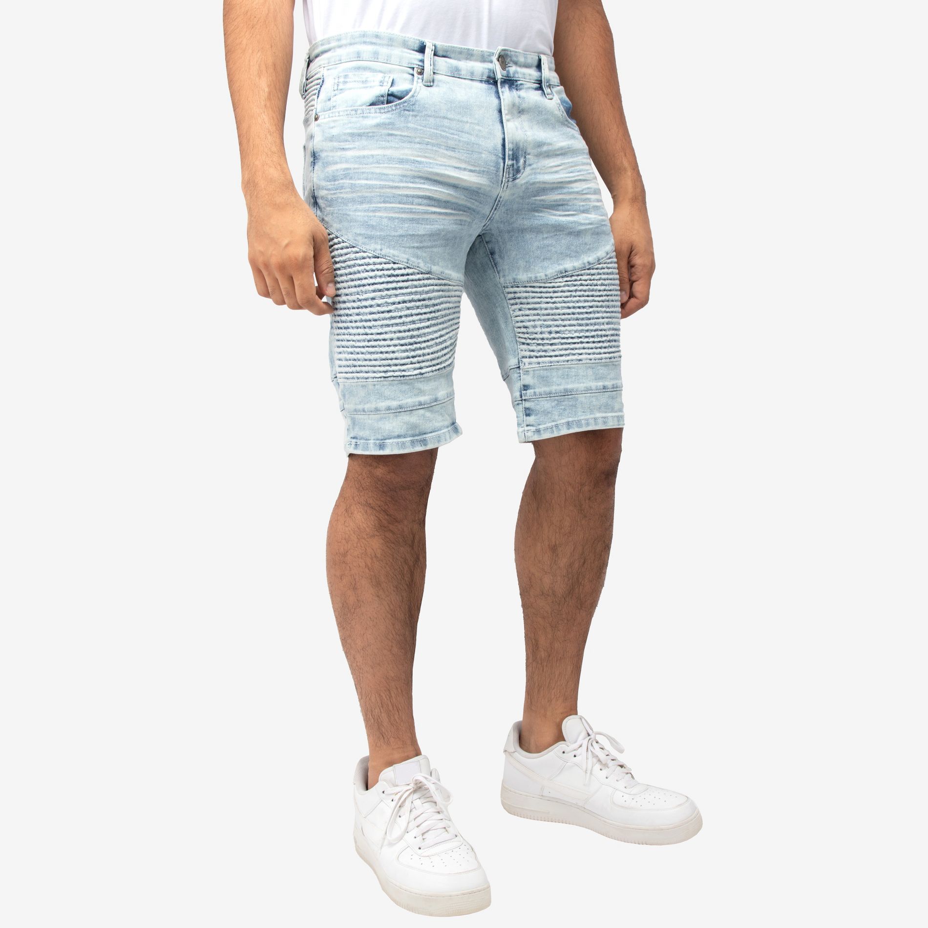 X RAY Men's 12" Inseam Stretch Jean Shorts,Denim Shorts in BLEACH Size 34