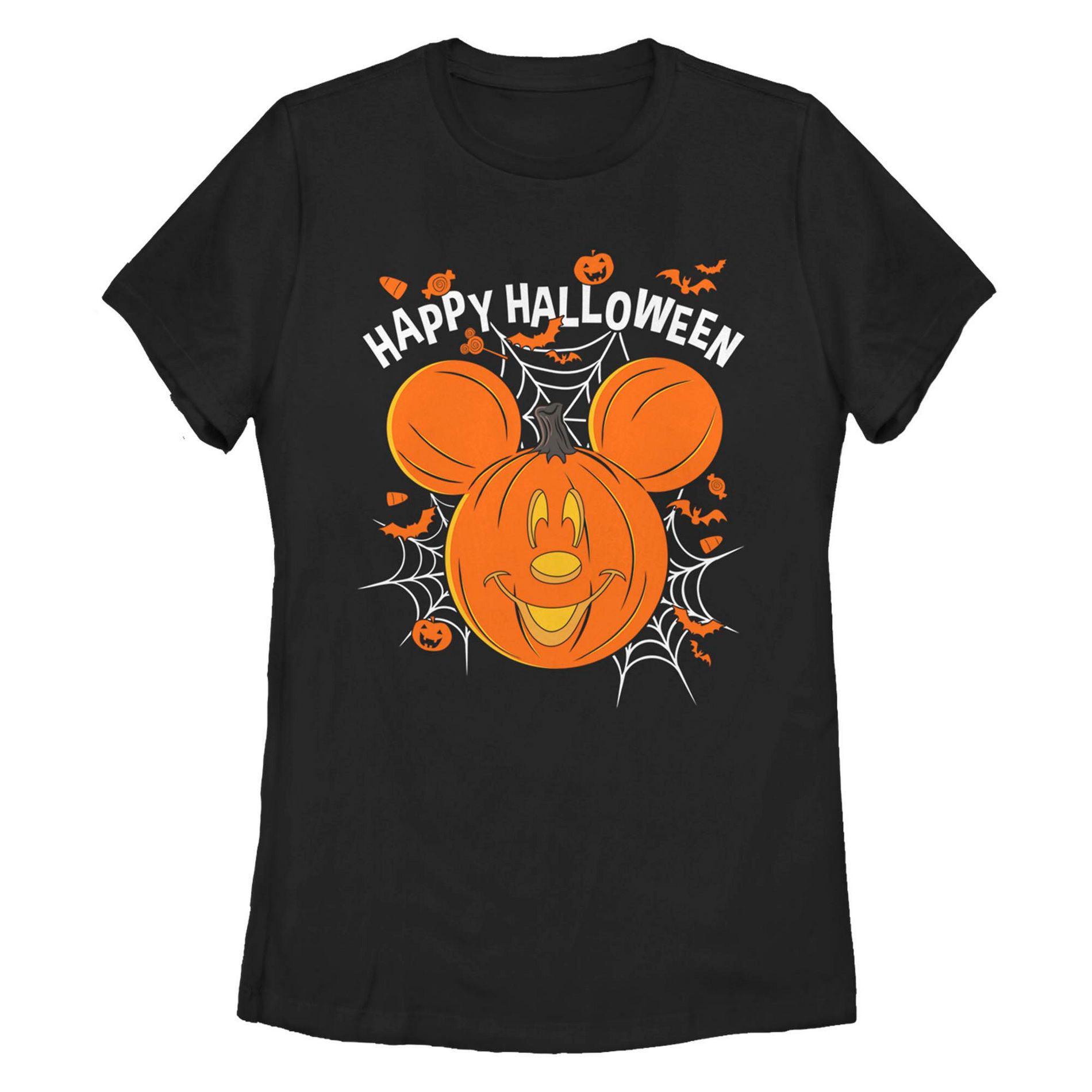 Women's Mickey & Friends Mickey Mouse Pumpkin Lantern  T-Shirt - Black - Medium