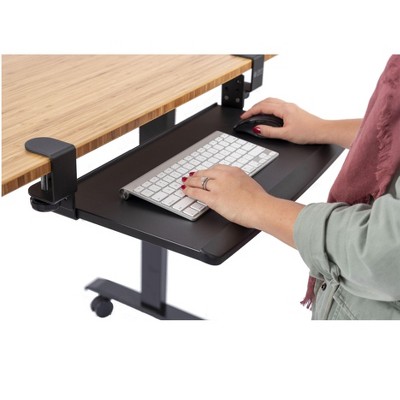 Compact Clamp-On Black Adjustable Keyboard Tray with Non-Slip Surface