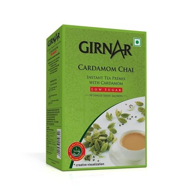 Girnar Instant Chai/Tea Premix With Cardamom Unsweetened, 10 Sachet Pack.